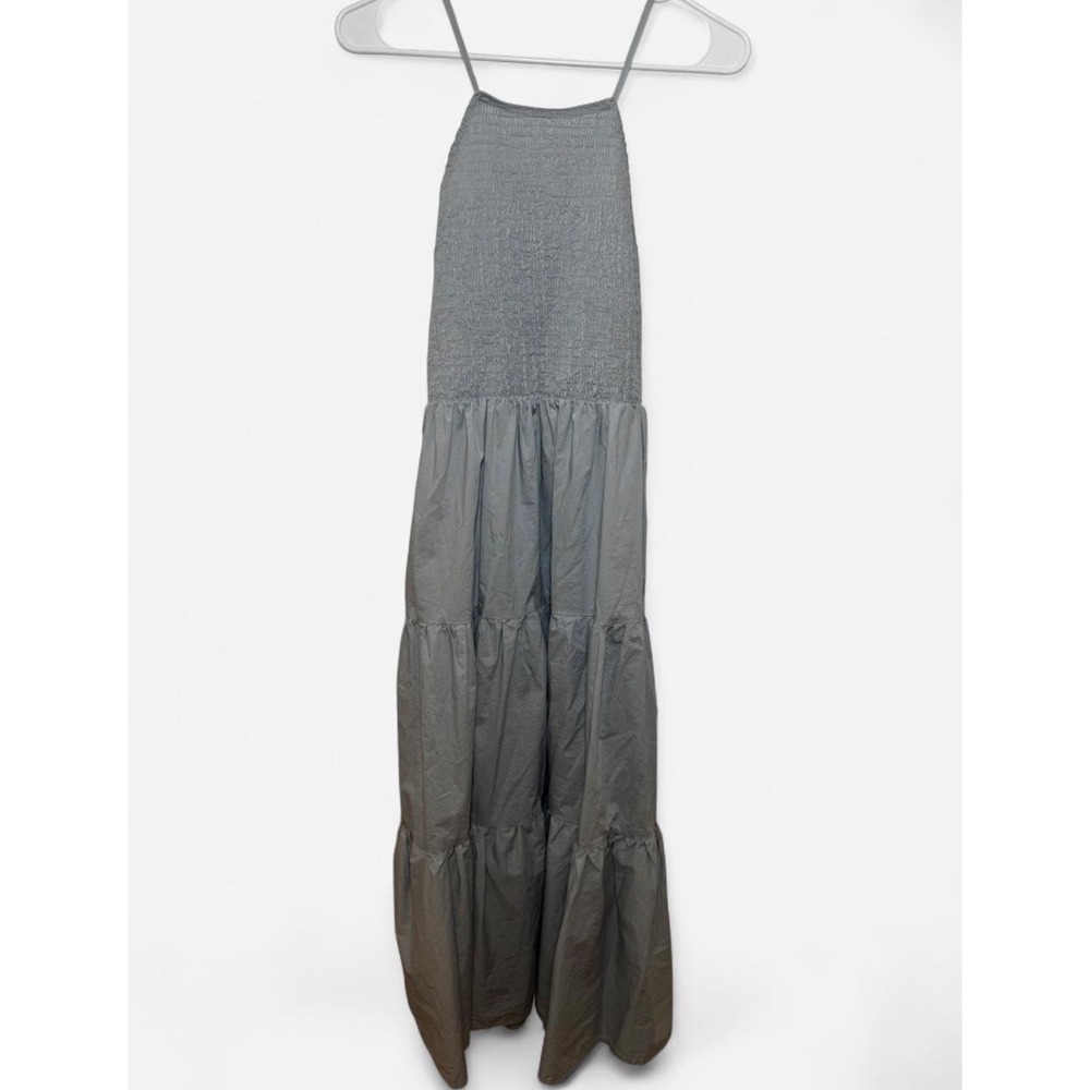 EnSaison Light Blue Smocked Tiered Maxi Dress Womens Large